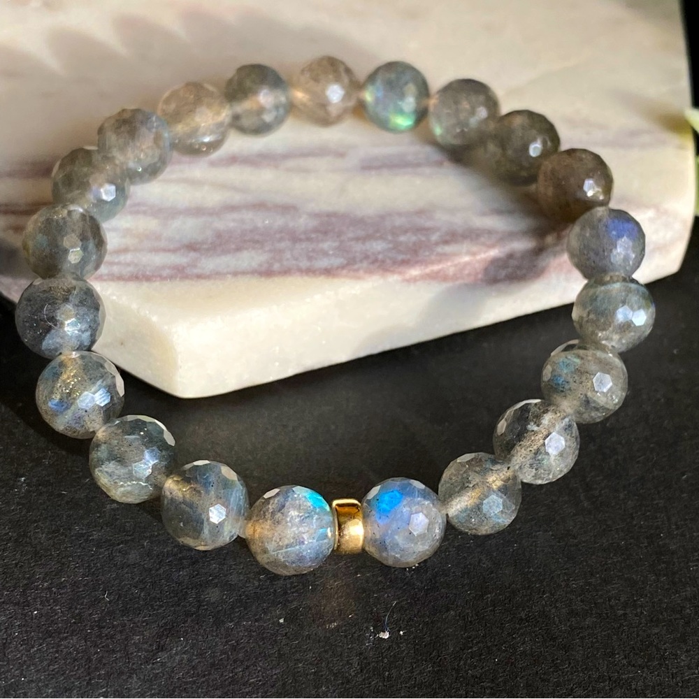 Labradorite bracelet stretch beaded Faceted crystal beads AAA Quality